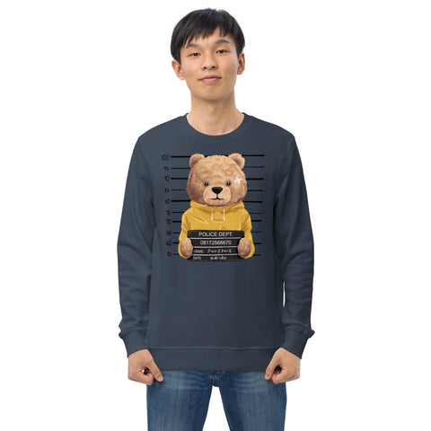 French Navy Teddy Bear Mugshot Unisex Organic Sweatshirt SOL'S