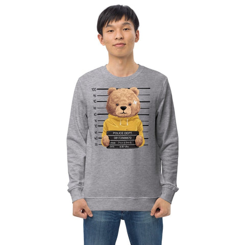 Grey Melange Teddy Bear Mugshot Unisex Organic Sweatshirt SOL'S