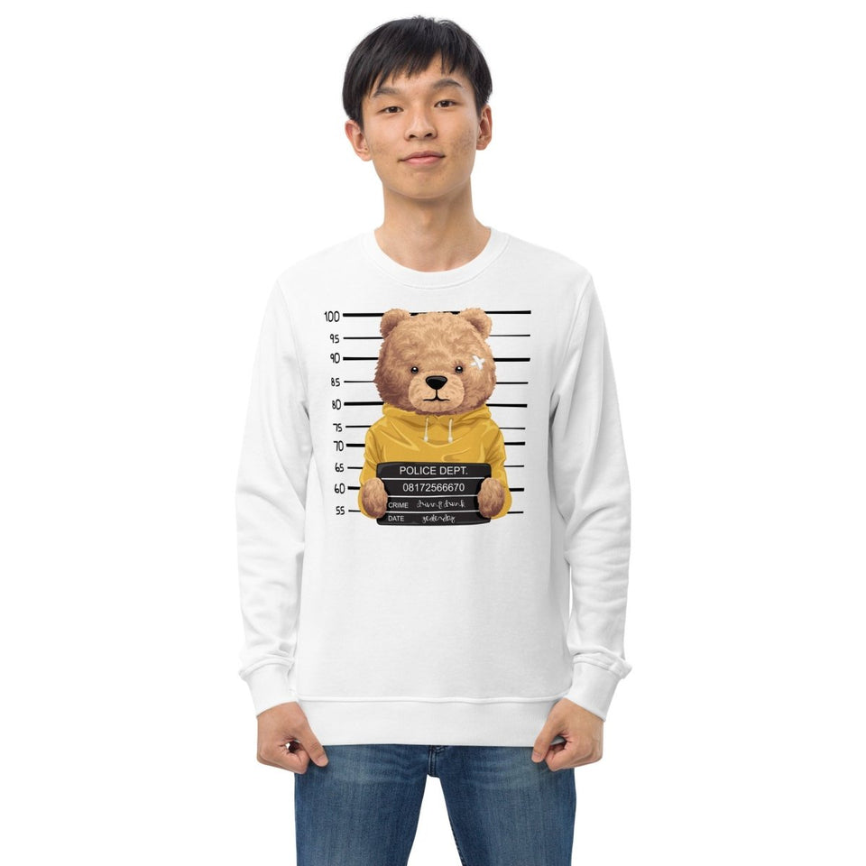 White Teddy Bear Mugshot Unisex Organic Sweatshirt SOL'S