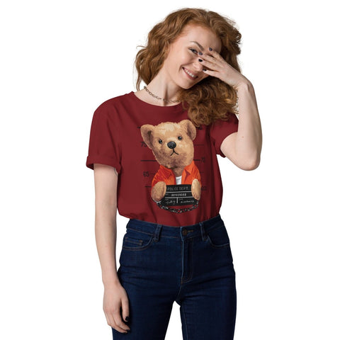 Burgundy Bear Doll Mugshot Unisex Organic Cotton T-Shirt Stanley/Stella