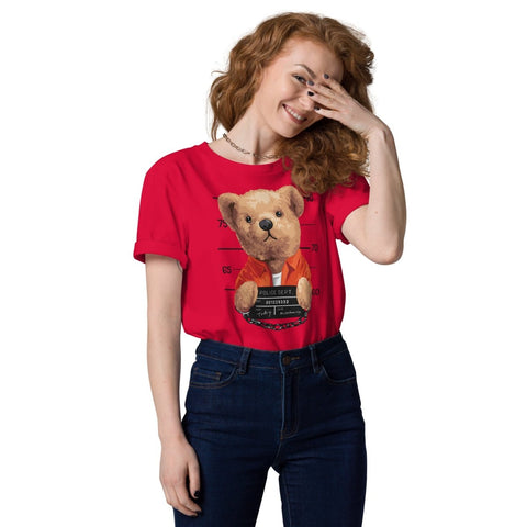 Red Bear Doll Mugshot Unisex Organic Cotton T-Shirt Stanley/Stella