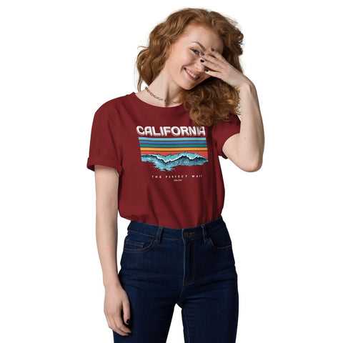 Burgundy California Waves Unisex Organic Cotton T-Shirt Stanley/Stella