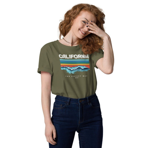 Khaki California Waves Unisex Organic Cotton T-Shirt Stanley/Stella