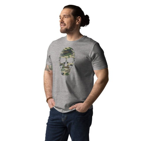 Heather Grey Camouflage Skull Unisex Organic Cotton T-Shirt Stanley/Stella