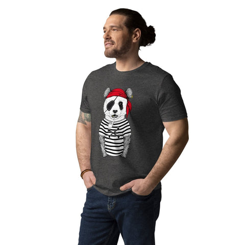 Dark Heather Grey Panda Pirate T-shirt Stanley/Stella