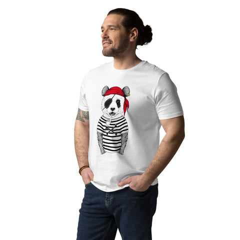 White Panda Pirate T-shirt Stanley/Stella