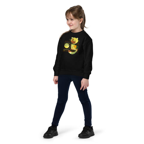 Modern Art Cat Youth Crew Neck Sweatshirt